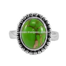 Natural Green Copper Turquoise Gemstone 925 Solid Silver Ring